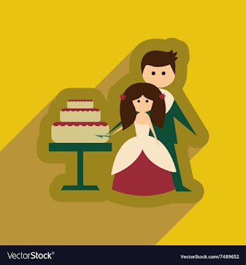 Flat web icon with long shadow Bride Groom Cake vector image