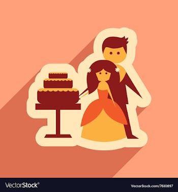 Flat web icon with long shadow Bride Groom Cake vector image