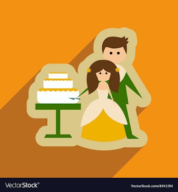 Flat web icon with long shadow Bride Groom Cake vector image