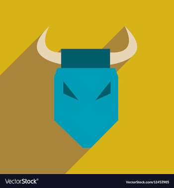 Flat web icon with long shadow bull vector image