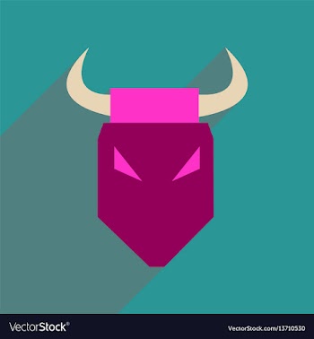 Flat web icon with long shadow bull vector image