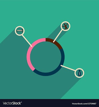 Flat web icon with long shadow businessman chart vector image