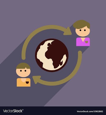 Flat web icon with long shadow businessman Earth vector image