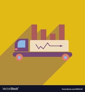 Flat web icon with long shadow car chart vector image