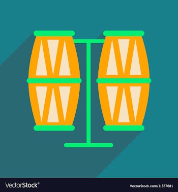 Flat web icon with long shadow carnival drums vector image