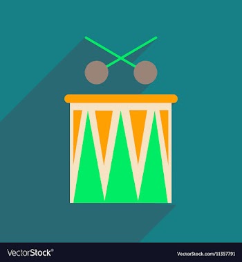 Flat web icon with long shadow carnival drums vector image