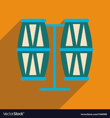 Flat web icon with long shadow carnival drums vector image