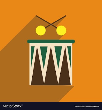 Flat web icon with long shadow carnival drums vector image
