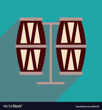 Flat web icon with long shadow carnival drums vector image