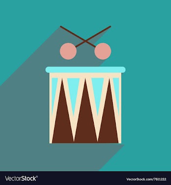 Flat web icon with long shadow carnival drums vector image