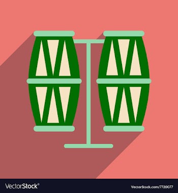 Flat web icon with long shadow carnival drums vector image
