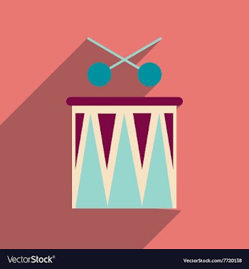 Flat web icon with long shadow carnival drums vector image