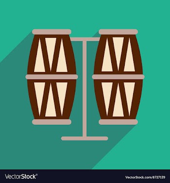Flat web icon with long shadow carnival drums vector image