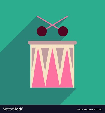 Flat web icon with long shadow carnival drums vector image