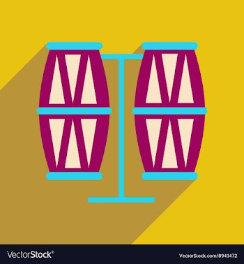Flat web icon with long shadow carnival drums vector image