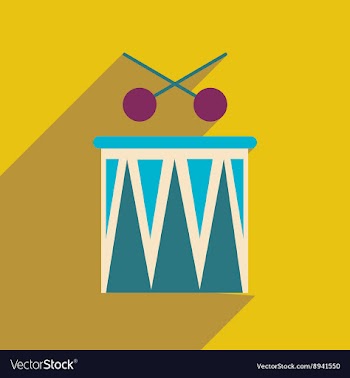 Flat web icon with long shadow carnival drums vector image