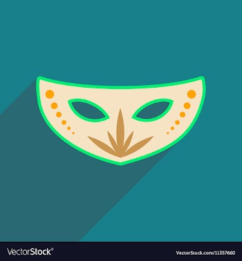 Flat web icon with long shadow Carnival mask vector image