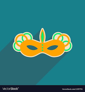 Flat web icon with long shadow Carnival mask vector image