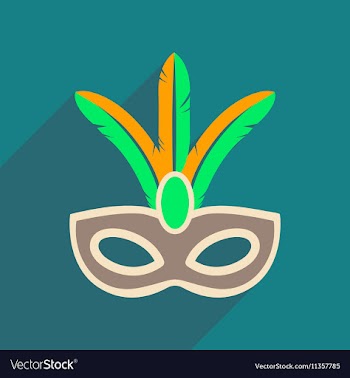 Flat web icon with long shadow Carnival mask vector image