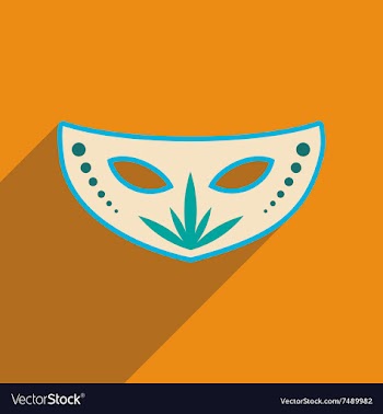 Flat web icon with long shadow Carnival mask vector image