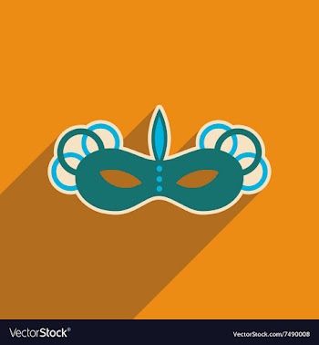 Flat web icon with long shadow Carnival mask vector image