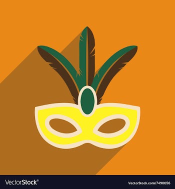 Flat web icon with long shadow Carnival mask vector image