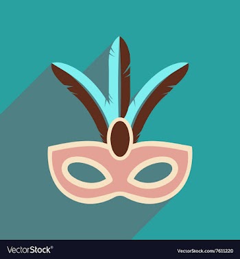 Flat web icon with long shadow Carnival mask vector image