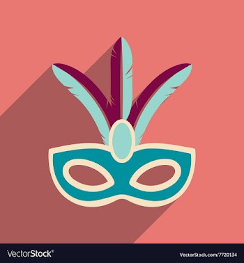Flat web icon with long shadow Carnival mask vector image