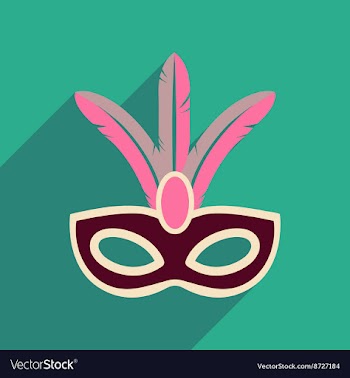 Flat web icon with long shadow Carnival mask vector image