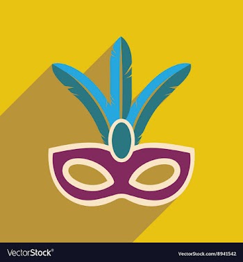 Flat web icon with long shadow Carnival mask vector image