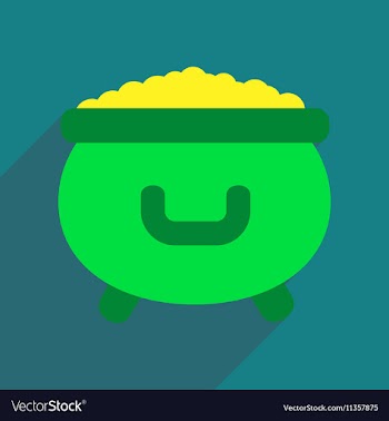 Flat web icon with long shadow cauldron gold vector image