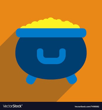 Flat web icon with long shadow cauldron gold vector image
