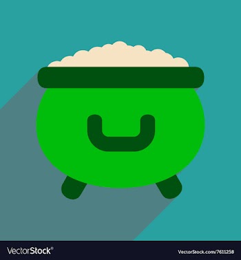Flat web icon with long shadow cauldron gold vector image