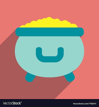 Flat web icon with long shadow cauldron gold vector image