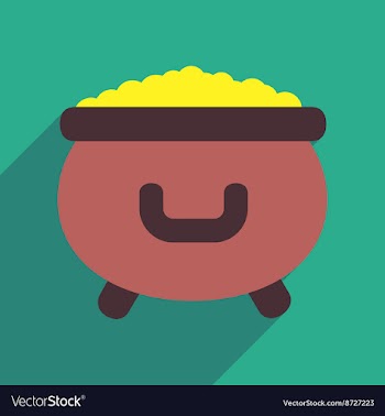Flat web icon with long shadow cauldron gold vector image