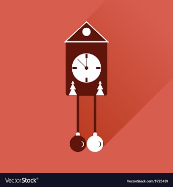 Flat web icon with long shadow Christmas clock vector image
