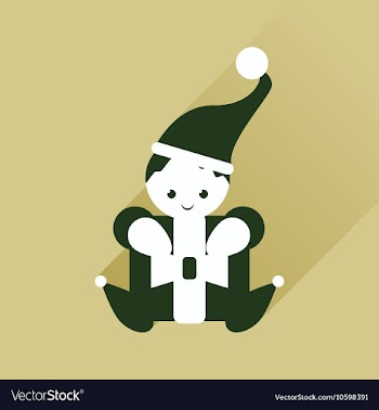Flat web icon with long shadow Christmas elf vector image