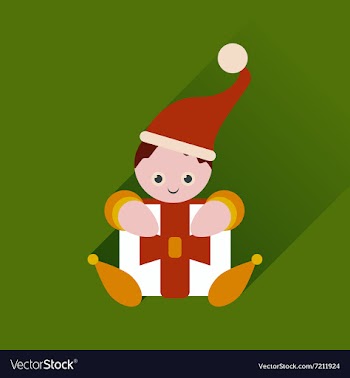 Flat web icon with long shadow Christmas elf vector image