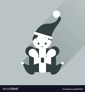Flat web icon with long shadow Christmas elf vector image
