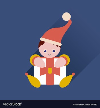 Flat web icon with long shadow Christmas elf vector image