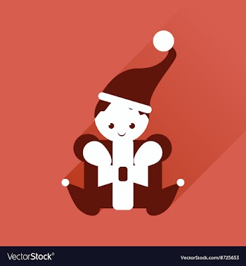 Flat web icon with long shadow Christmas elf vector image