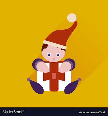Flat web icon with long shadow Christmas elf vector image