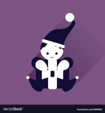Flat web icon with long shadow Christmas elf vector image