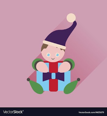 Flat web icon with long shadow Christmas elf vector image