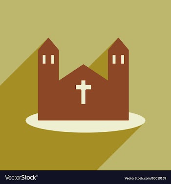 Flat web icon with long shadow church vector image