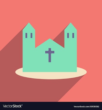 Flat web icon with long shadow church vector image