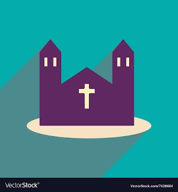 Flat web icon with long shadow church vector image