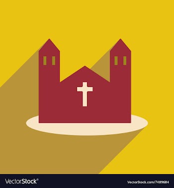Flat web icon with long shadow church vector image