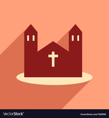 Flat web icon with long shadow church vector image