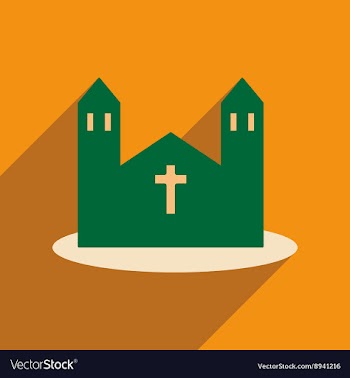 Flat web icon with long shadow church vector image